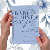 Baby sagt nur Yes Blue Floral Brautparty Einladung