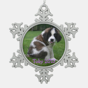 Baby Saint Bernart 2013 Weihnachtsbaumanhänger Schneeflocken Zinn-Ornament