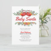 Baby Santa Greenery Weihnachtsdusche Einladung (Stehend Vorderseite)