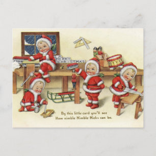 Baby Santas Vintag Feiertagspostkarte