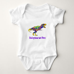 Baby saurus Funny Running T Rex Dinosaur Art Baby Strampler