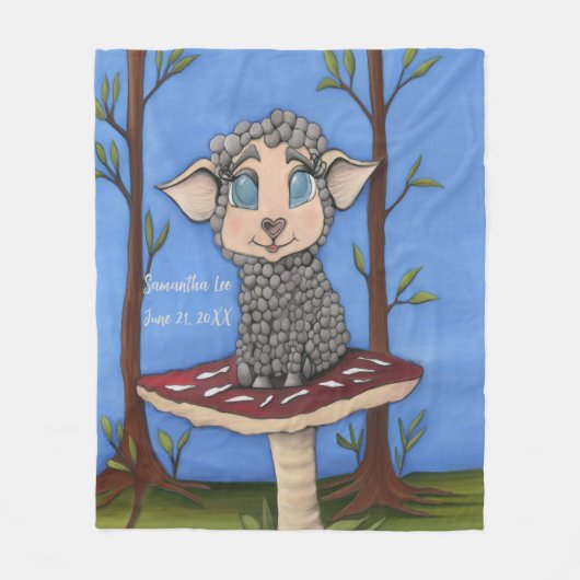 Baby-Schaf auf Giftpilz Fleecedecke (Vorderseite)