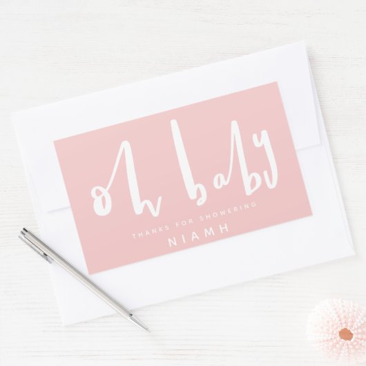 Baby, schicke rosa Babydusche Rechteckiger Aufkleber (Umschlag)
