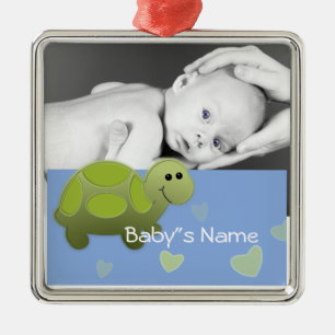 Baby-Schildkröte/Foto Silbernes Ornament