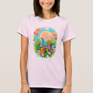 Baby-Schildkröte Sonnenaufgang Wildblumengarten Aq T-Shirt