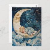 Baby Schlafen auf dem Mond Postkarte (Vorne/Hinten)
