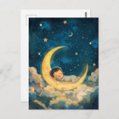 Baby Schlafen auf dem Mond Postkarte (Vorne/Hinten)