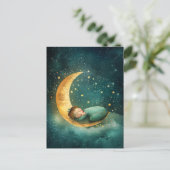 Baby Schlafen auf dem Mond Postkarte (Stehend Vorderseite)