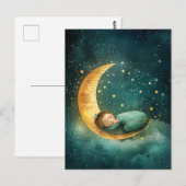 Baby Schlafen auf dem Mond Postkarte (Vorne/Hinten)