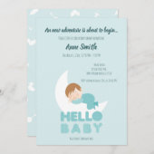 Baby-Schlafjunge auf dem Mond Baby Shower Invitat Einladung (Vorne/Hinten)