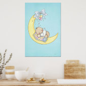 Baby schläft auf dem Mond Poster (Küche)