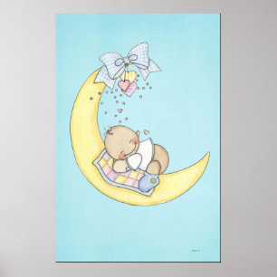 Baby schläft auf dem Mond Poster