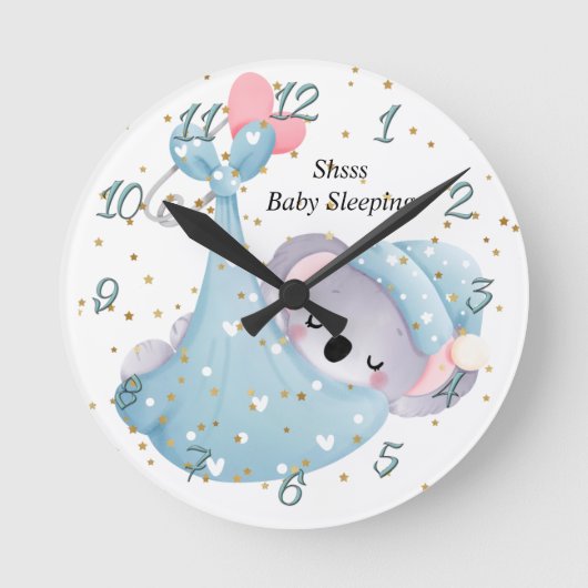 Baby-Schlafuhr mit Baby Koala Runde Wanduhr (Vorderseite)