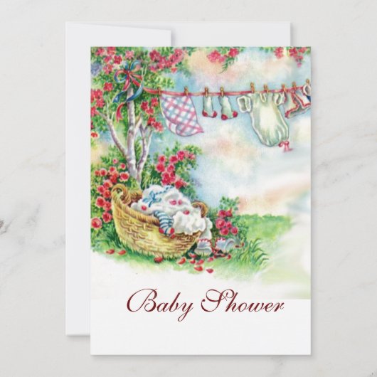 BABY SCHLECHTER, DIE IN BLUMENGARTENER Babydusche Einladung (Rückseite)