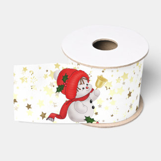 Baby-Schneemann mit Glocken-Weihnachtssatinband Ripsband