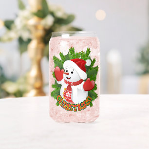 Baby-Schneemann mit Kristall-Schneeflocken-Ornamen Dosenglas