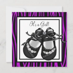 Baby Schuh Violette Zebra Baby Mädchen Dusche Einladung
