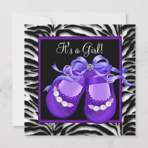 Baby Schuh Violette Zebra Baby Mädchen Dusche Einladung
