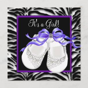 Baby Schuh Violette Zebra Baby Mädchen Dusche Einladung
