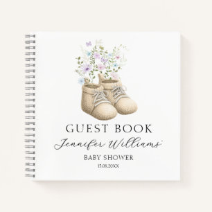 Baby Schuhe Florales Dusche Gästebuch Geschenk Not Notizblock