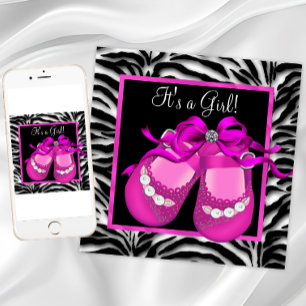 Baby Schuhe Hot Pink Zebra Baby Mädchen Dusche Einladung