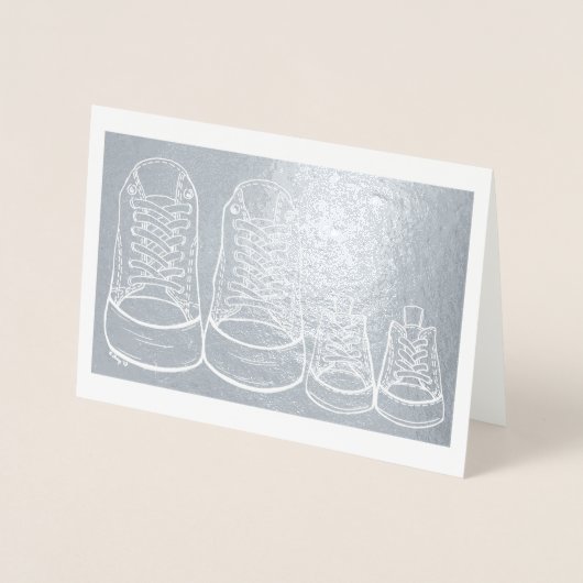 Baby Schuhe Neue Anreise Herzlichen Glückwunsch Ne Folienkarte (Vorderseite)