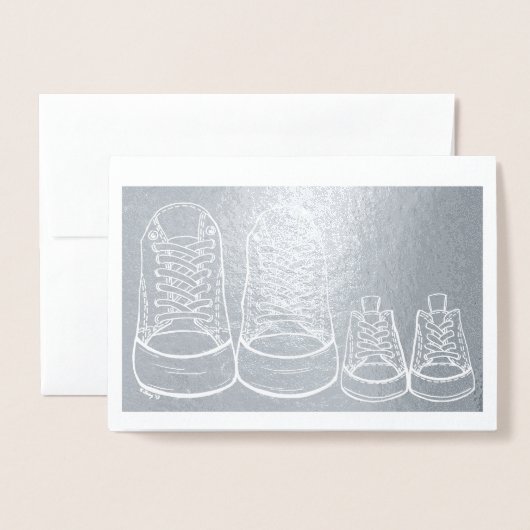 Baby Schuhe Neue Anreise Herzlichen Glückwunsch Ne Folienkarte (Vorderseite mit Umschlag)