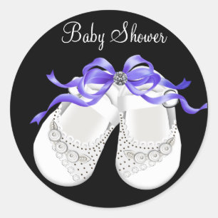 Baby-Schuhe Schwarz Lila Baby Girl Shower Aufklebe Runder Aufkleber