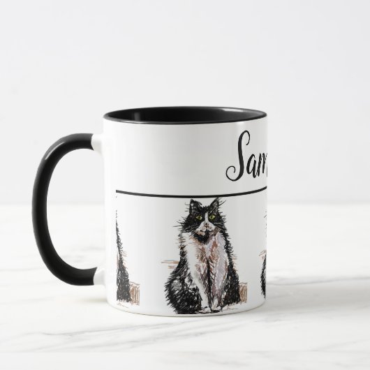 Baby Schwarz-weiß Tuxedo cat Cats Whimsical Art Ta Tasse (Links)