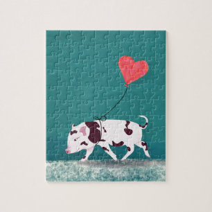 Baby-Schwein mit Herz-Ballon Puzzle