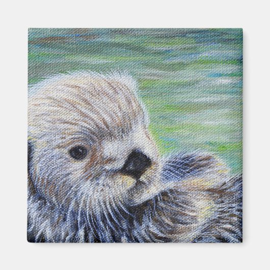Baby Sea Otter Malerei Magnet (Vorne)