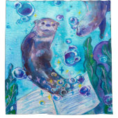 Baby Sea Otter Spielen im Wasser | Niedliches Kuns Duschvorhang (Vorderseite)