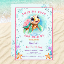 Baby Sea Turtle Girl Custom Age Erster Geburtstag
