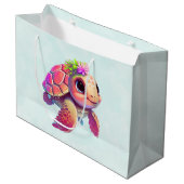 Baby Sea Turtle Pink & Niedlich Große Geschenktüte (Vorderseite Schrägansicht)