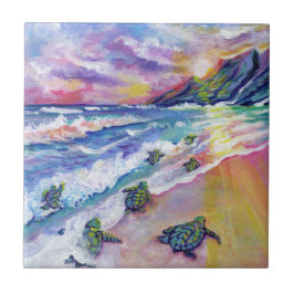Baby Sea Turtles am Beach Keramik Tile Fliese