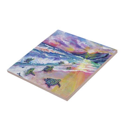 Baby Sea Turtles am Beach Keramik Tile Fliese (Seite)