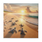 Baby Sea Turtles auf dem Weg zum Ozean am Strand Fliese (Vorderseite)