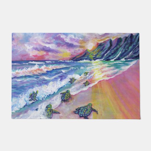 Baby Sea Turtles aus Kauai Hawaii Fußmatte (Vorderseite)