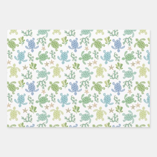 Baby Sea Turtles Blue Geschenkpapier Set (Vorderseite 2)