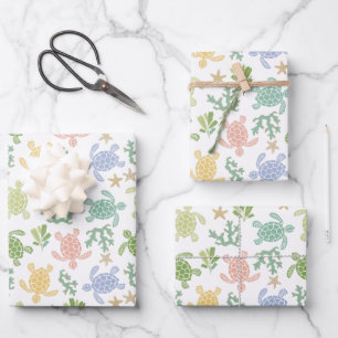 Baby Sea Turtles Pink Geschenkpapier Set