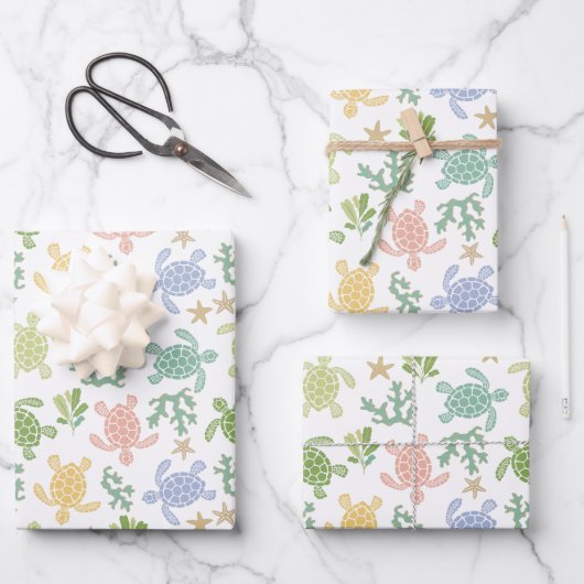 Baby Sea Turtles Pink Geschenkpapier Set (Vorderseite)