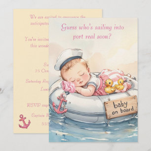 Baby-Seemann Mädchen Digital-Download-Einladung Einladung