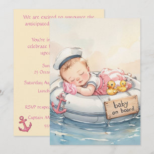 Baby-Seemann Mädchen Digital-Download-Einladung Einladung