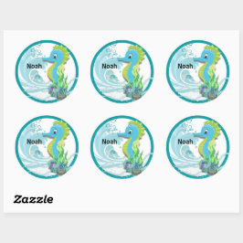 Baby Seepferd | Blue Personalisiert Round Sticker