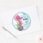 Baby Seepferd | Rosa Personalisierte Rundkleber Runder Aufkleber (Umschlag)