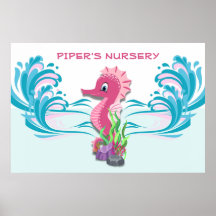 Baby Seepferd | Rosa Personalisiertes 36"x24"-Kind