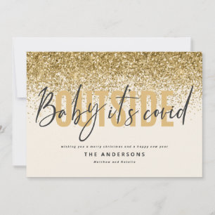 Baby seine gemütliche draußen lustigen Glitzer Wei Feiertagskarte