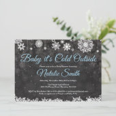 Baby seine kalte Außendusche Blue Boy Baby Einladung (Stehend Vorderseite)