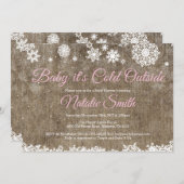 Baby seine kalte Außendusche Burlap Winter Baby. Einladung (Vorne/Hinten)