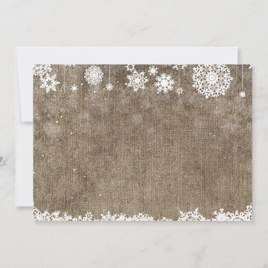 Baby seine kalte Außendusche Burlap Winter Baby. Einladung (Rückseite)